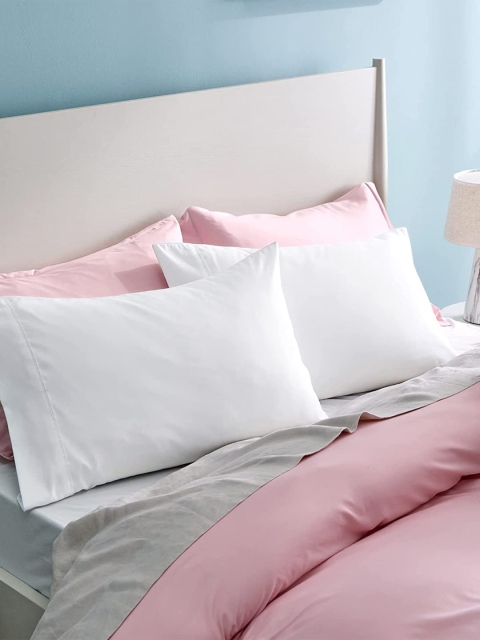 

EXORA Set of 2 White Solid 300 TC Pillow Covers