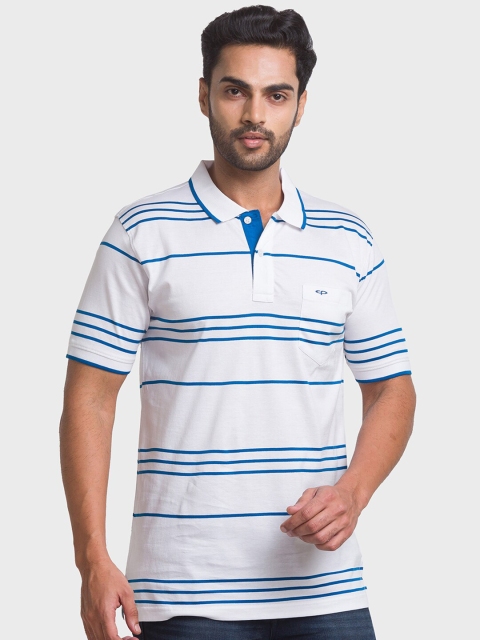

ColorPlus Men White Striped Polo Collar T-shirt