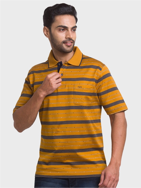 

ColorPlus Men Yellow Striped Polo Collar T-shirt