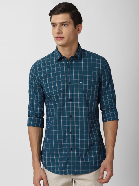 

Van Heusen Sport Men Blue Slim Fit Tartan Checks Checked Casual Shirt