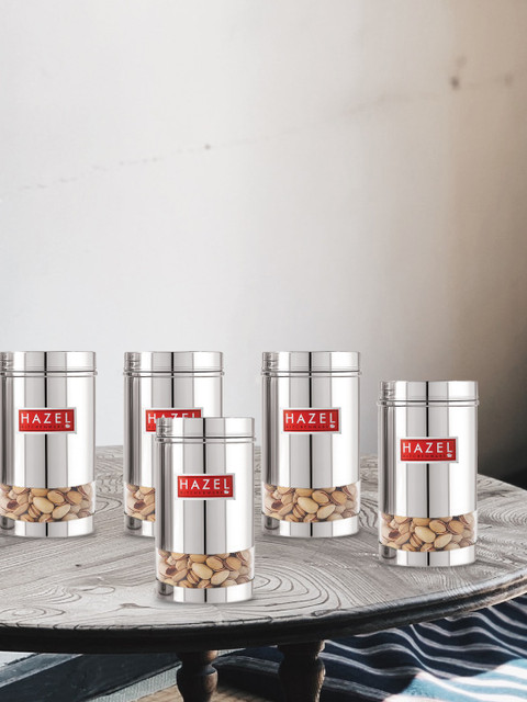 

HAZEL Set Of 5 Silver Stainless Steel Dishwasher Safe Container 950 ml