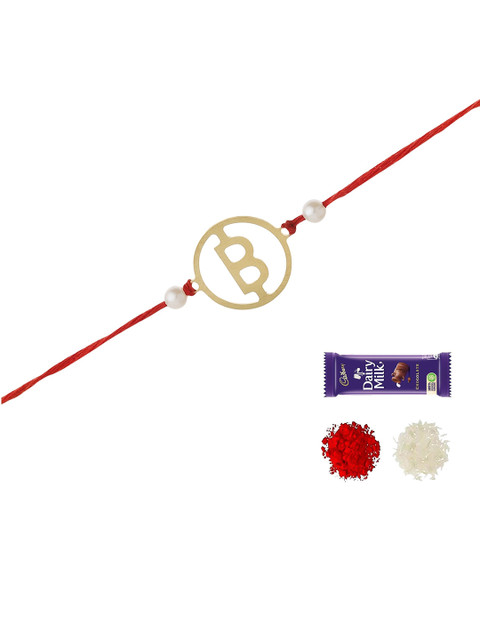 

Goldnera Men Gold-Toned & Red Brass-Plated Rakhi