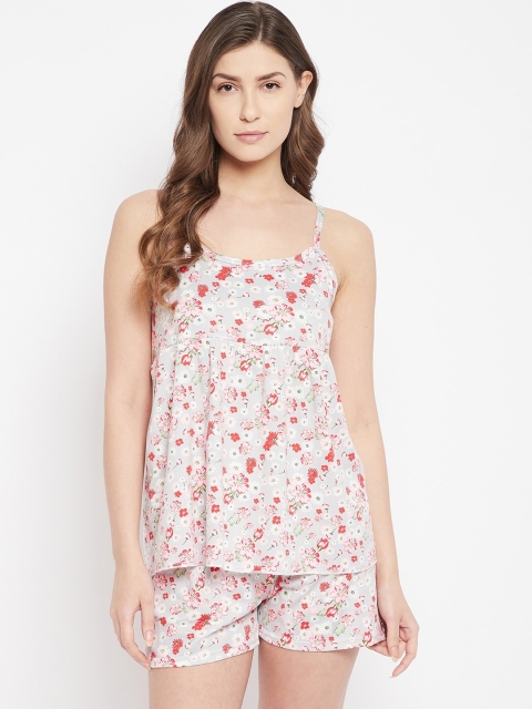 

Camey Women Grey & White Printed Night suit