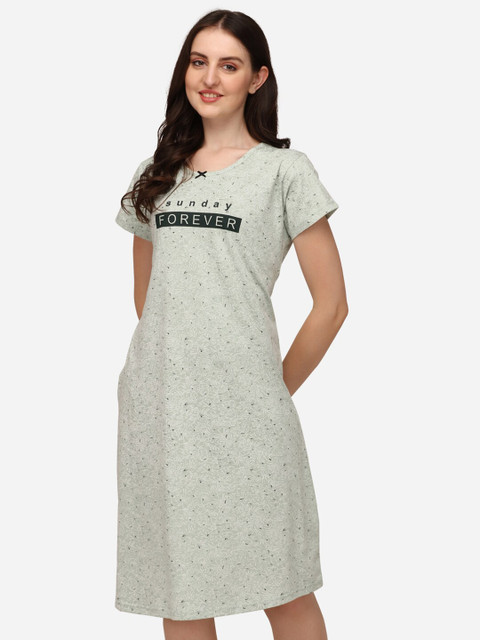 

Lenissa Sea Green Printed Nightdress