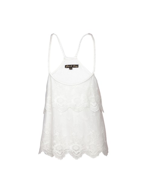 

Gini and Jony Girls White Self Design Top
