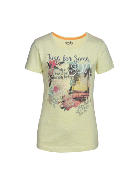 

Gini and Jony Girls Yellow Printed Top