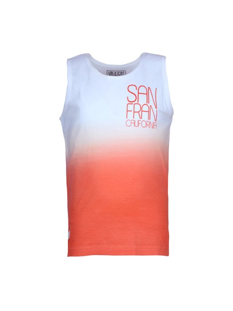 

Gini and Jony Boys White & Orange Ombre-Dyed Round Neck T-shirt