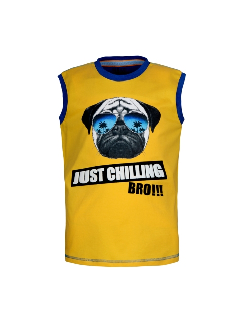 Gini and Jony Boys Yellow Printed Round Neck T-shirt