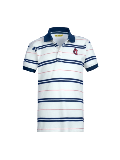 

Gini and Jony Boys White & Navy Striped Polo Collar T-shirt