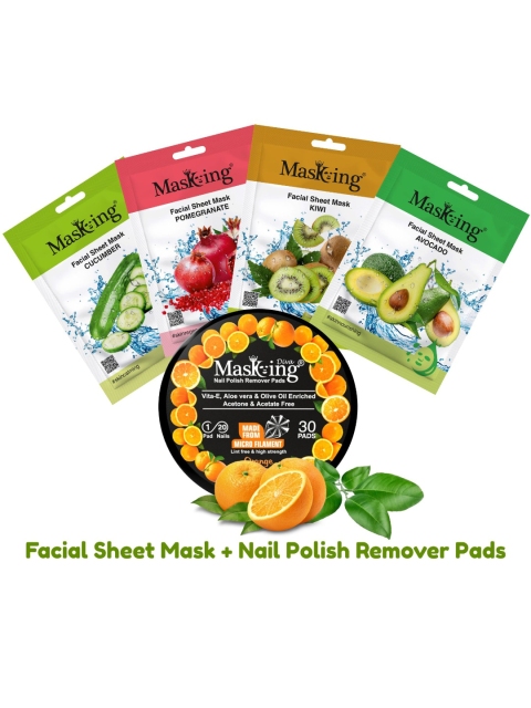 

MasKing Set of 4 White Face Sheet Mask with Nail Remover