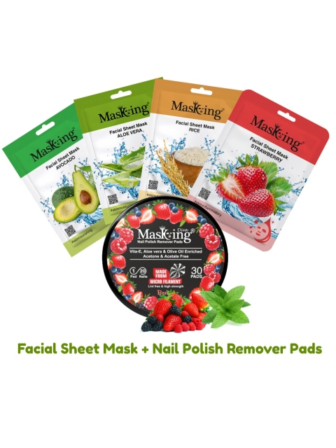 

MasKing Pack of 5 Facial Sheet Mask & Nail Polish Remover Pads, Multi