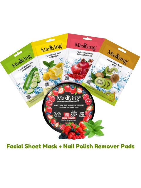 

MasKing Pack of 5 Facial Sheet Mask & Nail Polish Remover Pads, Multi