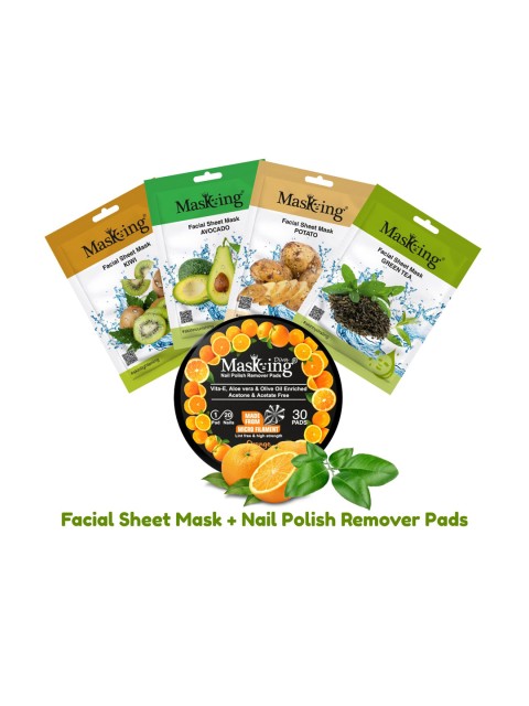 

MasKing Set of 4 Face Sheet Mask with Nail Remover, Multi
