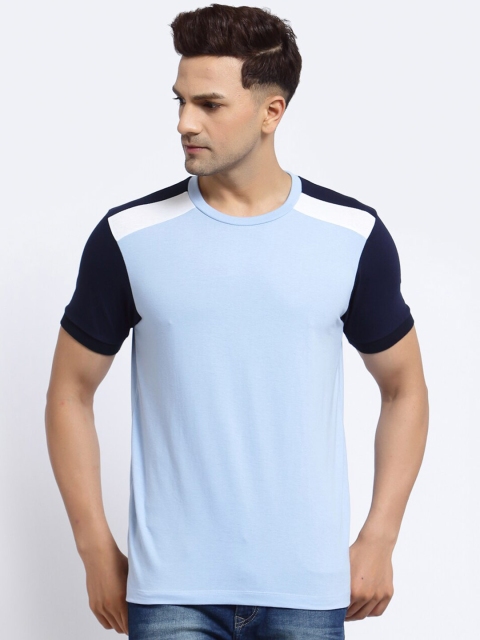 

Kalt Men Blue Solid Shoulder Stripes T-shirt