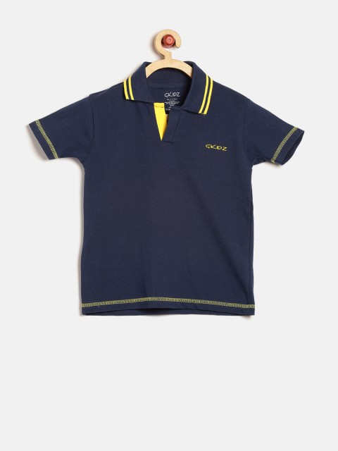 

GKIDZ Boys Navy Solid Polo Collar T-shirt, Navy blue