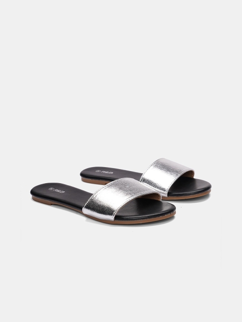 

R&B Women Silver-Toned Open Toe Flats