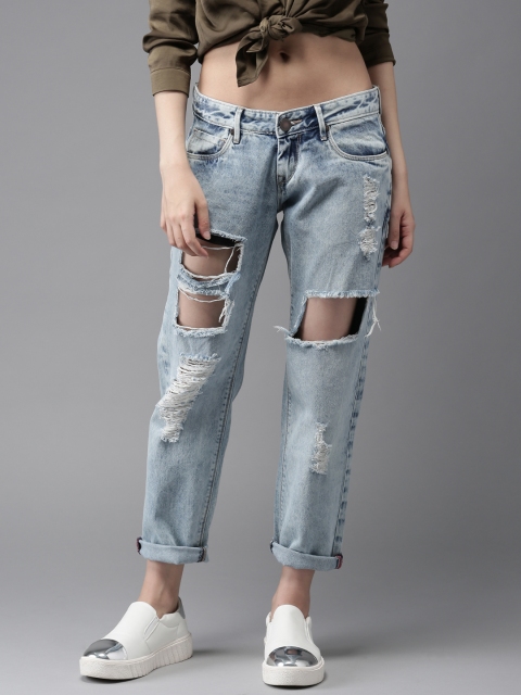

Moda Rapido Women Blue Boyfriend Fit Mid-Rise Mildly Distressed Jeans