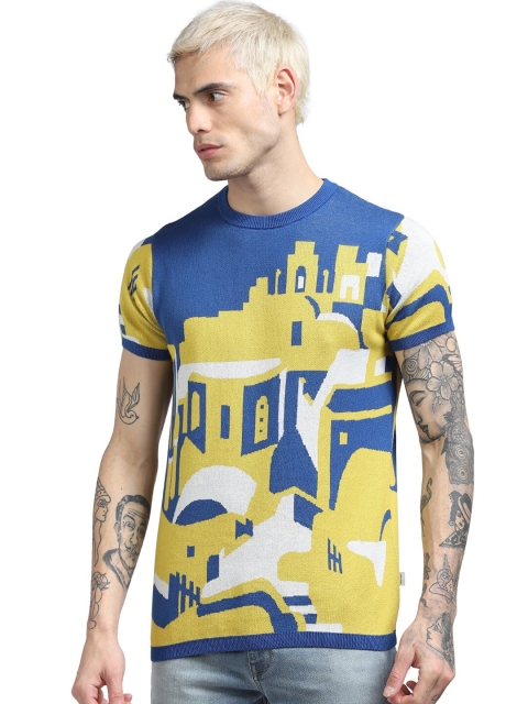

Jack & Jones Men Blue Printed T-shirt