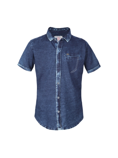 Gini and Jony Boys Blue Standard Regular Fit Faded Casual Shirt