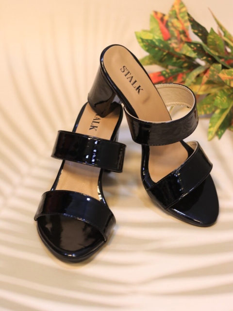 

STALK Black Wedge Sandals with Buckles