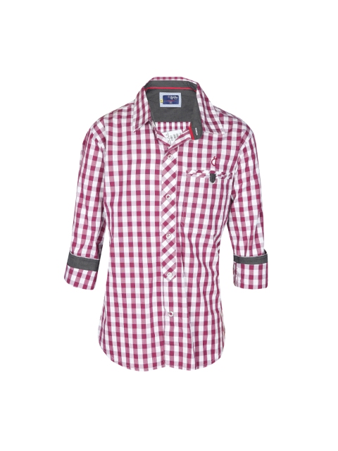 

Gini and Jony Boys Red Standard Regular Fit Checked Casual Shirt