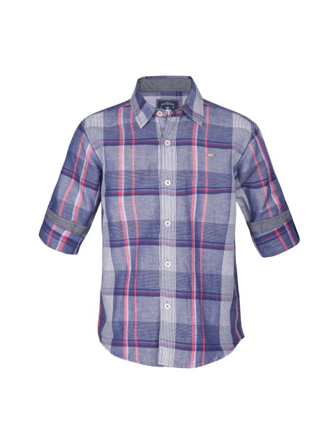 

Gini and Jony Boys Blue & White Standard Regular Fit Checked Casual Shirt