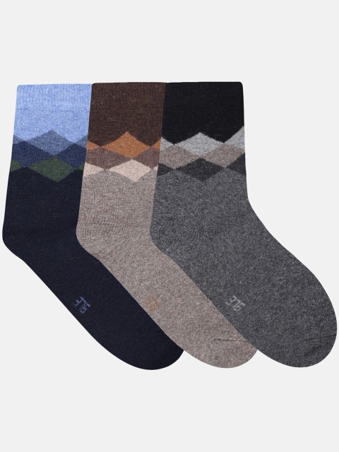 

N2S NEXT2SKIN Men Pack Of 3 Patterned Above Ankle Length Woolen Socks, Assorted