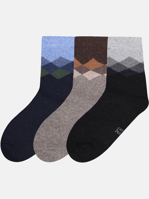 

N2S NEXT2SKIN Men Pack Of 3 Assorted Woollen Regular Above Ankle Length Socks
