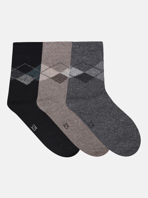 

N2S NEXT2SKIN Men Pack of 3 Patterned Woolen Above Ankle Length Socks, Black