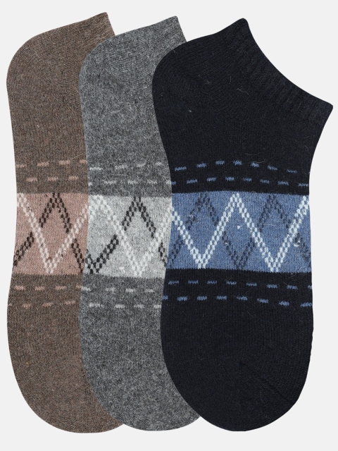 

N2S NEXT2SKIN Men Pack of 3 Patterned Woolen Ankle Length Socks, Assorted