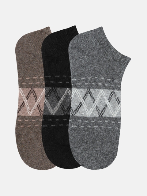 

NEXT2SKIN Men Pack of 3 Brown, Black, Dark Grey Patterned Woolen Shoe Liners