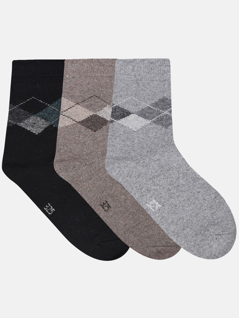 

N2S NEXT2SKIN Men Pack Of 3 Assorted Woollen Regular Above Ankle Length Socks, Grey