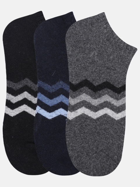 

N2S NEXT2SKIN Men Set of 3 Patterned Woollen Ankle Length Socks, Grey