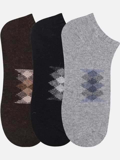 

NEXT2SKIN Men Assorted Patterned Pack of 3 Woolen Loafer Socks