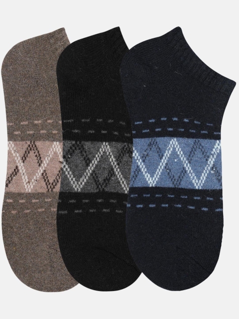

NEXT2SKIN Men Pack of 3 Brown Patterned Ankle Length Socks