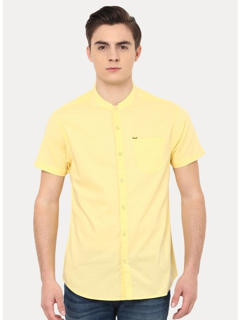 

SPYKAR Men Yellow Slim Fit Cotton Casual Shirt