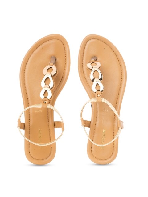 

Khadims Women Beige T-Strap Flats