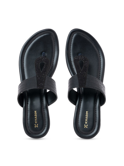 

Khadims Women Black T-Strap Flats