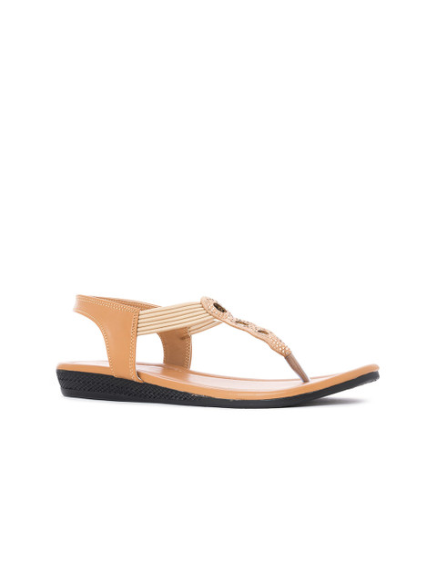 

Khadims Women Beige T-Strap Flats