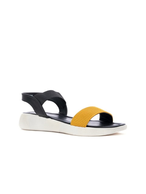 

Khadims Women Gold-Toned Colourblocked Open Toe Flats with Bows