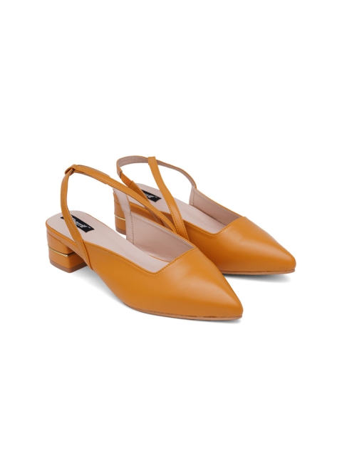

Sherrif Shoes Mustard Party Block Pumps with Buckles