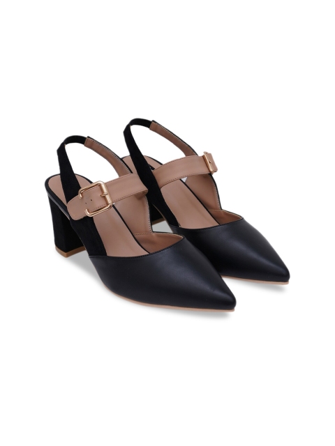 

Sherrif Shoes Black Party Block Pumps with Buckles