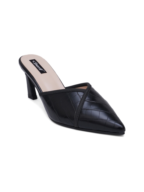 

Sherrif Shoes Black Textured Party Block Mules