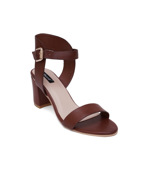 

Sherrif Shoes Brown Party Block Pumps with Buckles