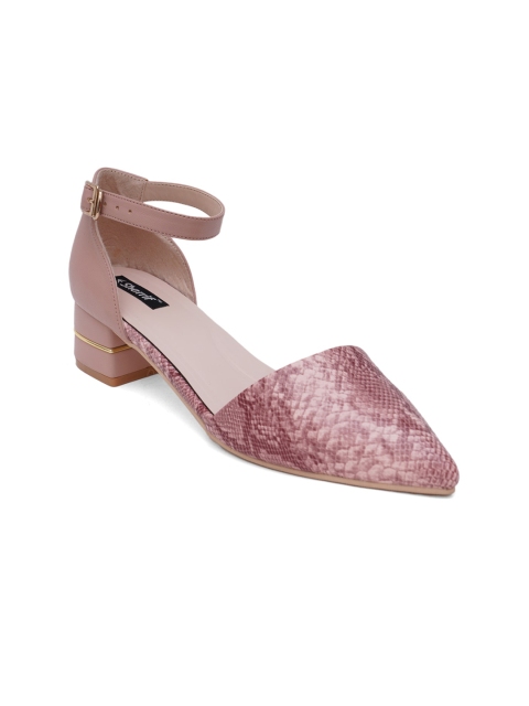 

Sherrif Shoes Nude-Coloured Party Block Pumps with Buckles
