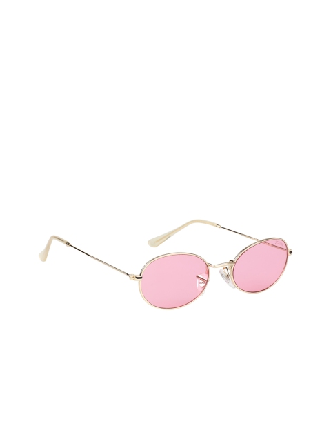 

Scavin Unisex Pink Lens & Gold-Toned Round Sunglasses with UV Protected Lens