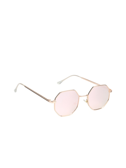 

Scavin Unisex Pink Lens & Gold-Toned Square Sunglasses with UV Protected Lens