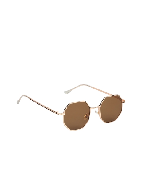 

Scavin Unisex Brown Lens & Gold-Toned Square Sunglasses with UV Protected Lens