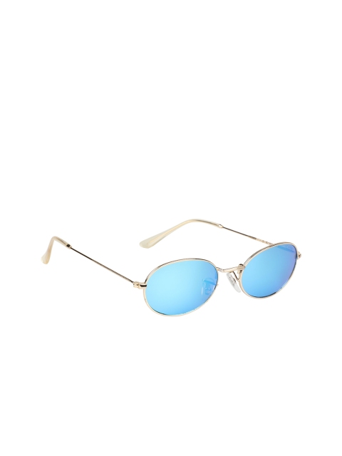 

Scavin Unisex Blue Lens & Gold-Toned Round Sunglasses with UV Protected Lens