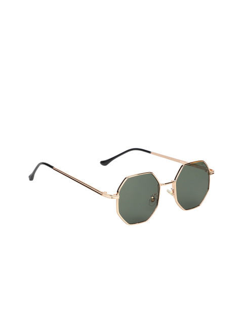 

Scavin Unisex Green Lens & Gold-Toned Square Sunglasses with UV Protected Lens